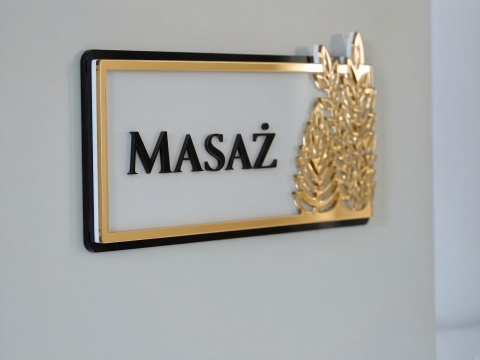 Tabliczka na Drzwi MASAŻ Luxury Gold – Elegancki Szyld Przydrzwiowy 3D