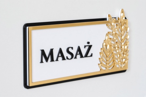 Tabliczka na Drzwi MASAŻ Luxury Gold – Elegancki Szyld Przydrzwiowy 3D